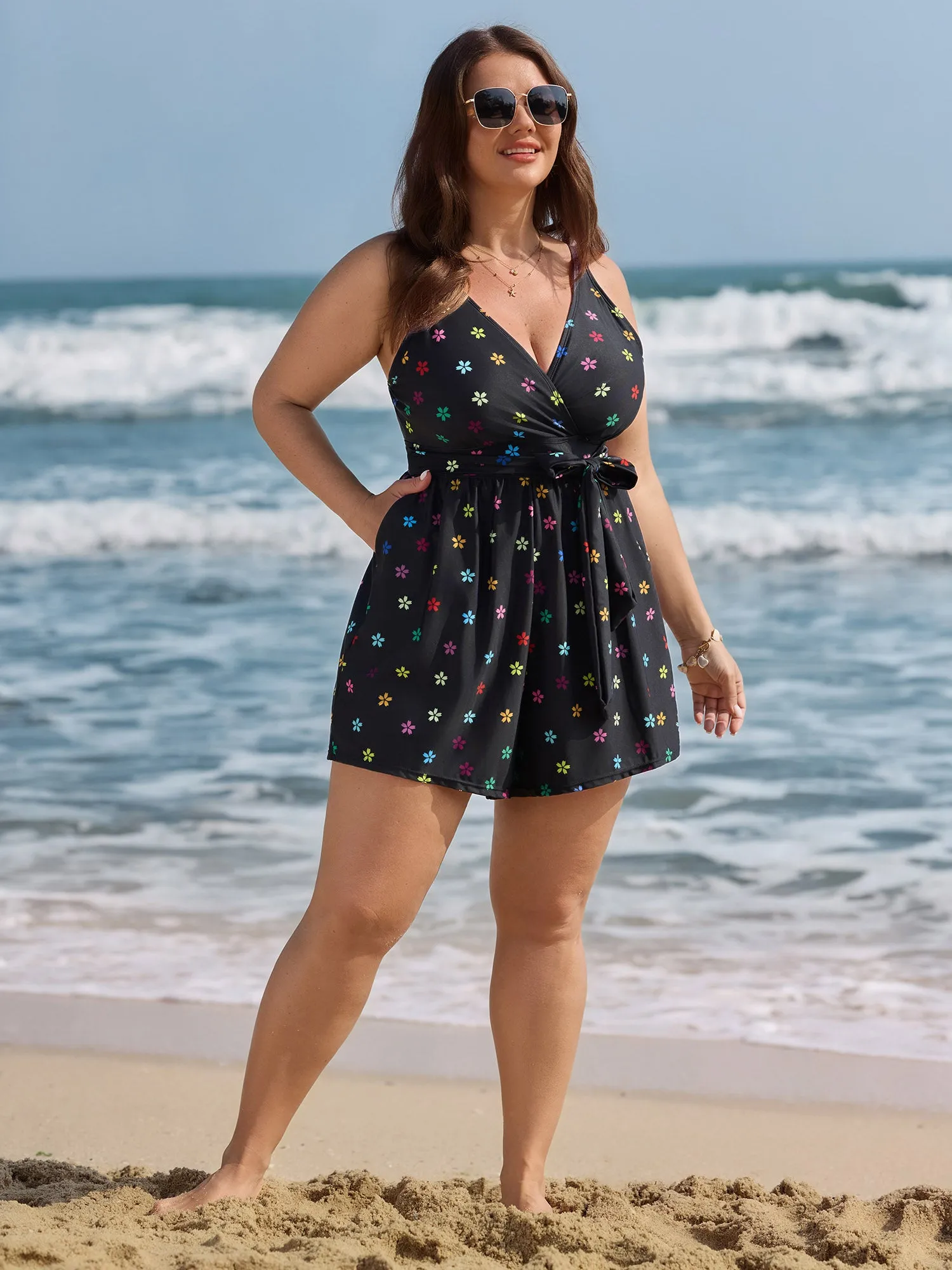 Floral Non-Removable Belt One-Piece Swimsuit sold by Bloomchic product image thumbnail 4