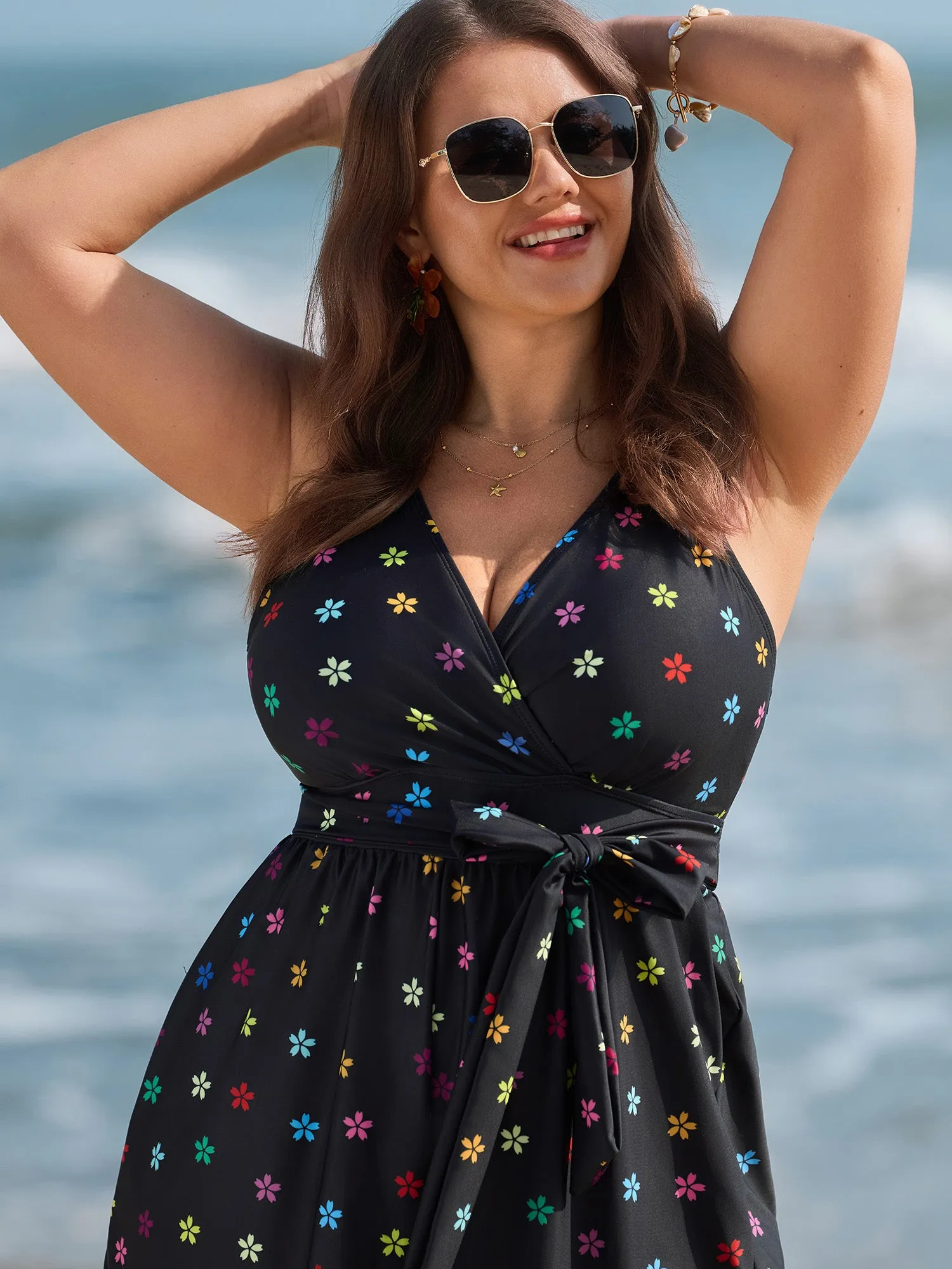 Floral Non-Removable Belt One-Piece Swimsuit sold by Bloomchic product image thumbnail 2