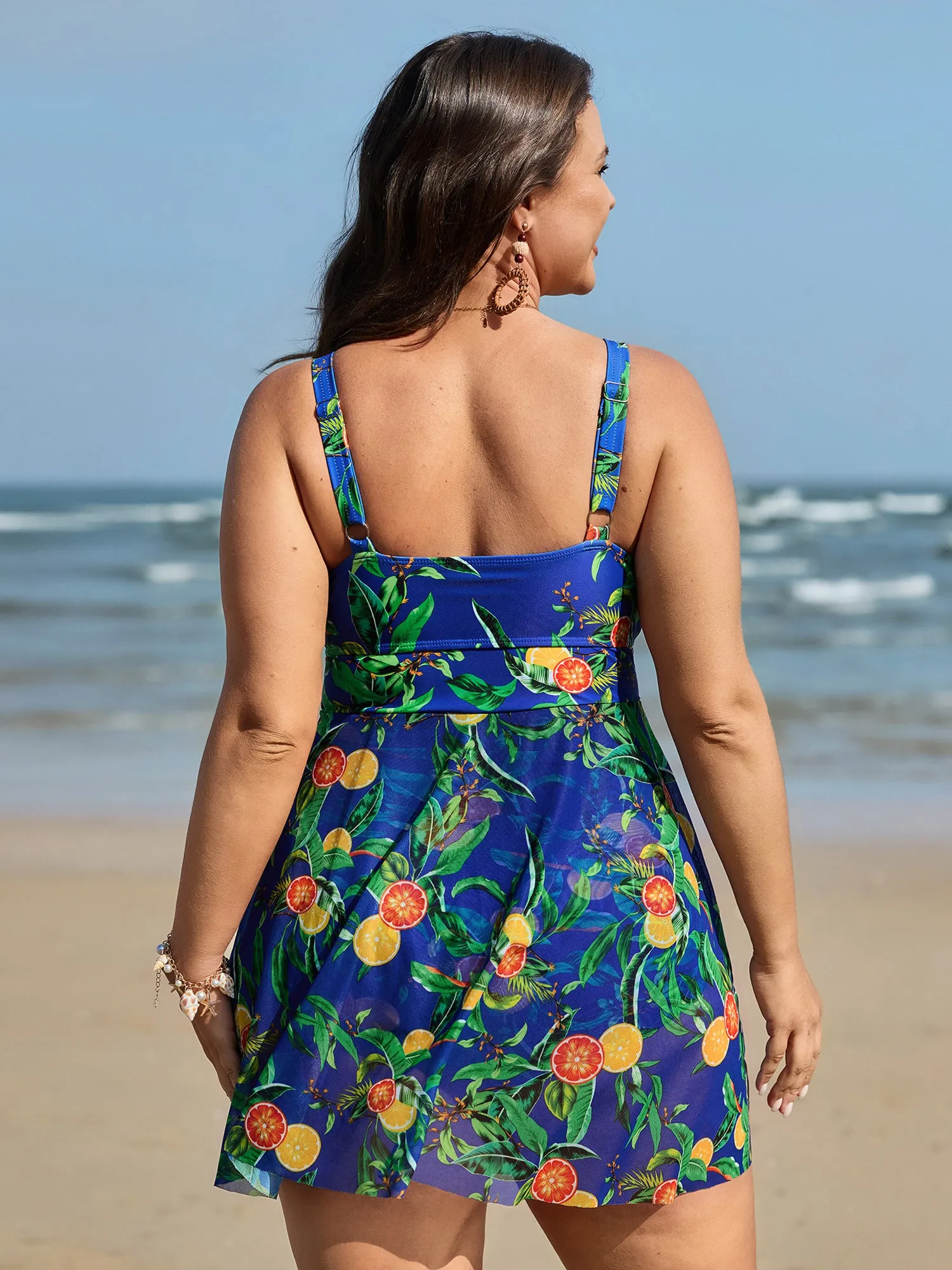 Tropical Fruit Print Twist Mesh Swim Dress sold by Bloomchic product image thumbnail 5
