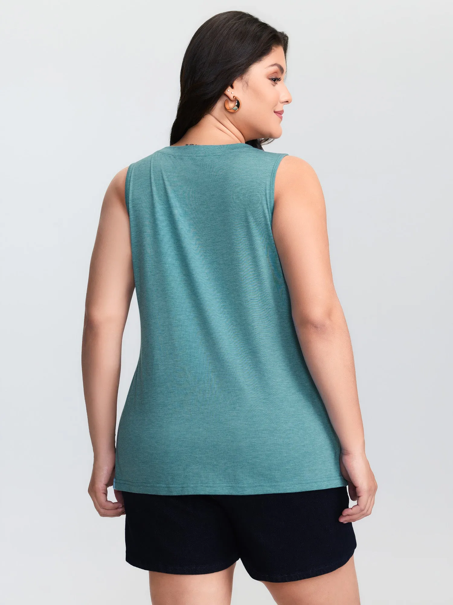Supersoft Keyhole Neckline Plain Tank Top sold by Bloomchic product image thumbnail 4