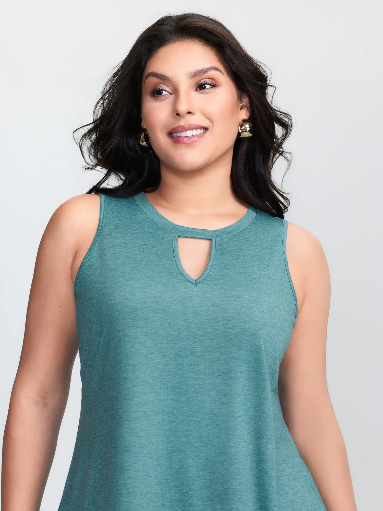 Supersoft Keyhole Neckline Plain Tank Top sold by Bloomchic product image thumbnail 3
