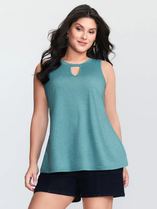 Supersoft Keyhole Neckline Plain Tank Top made by Bloomchic