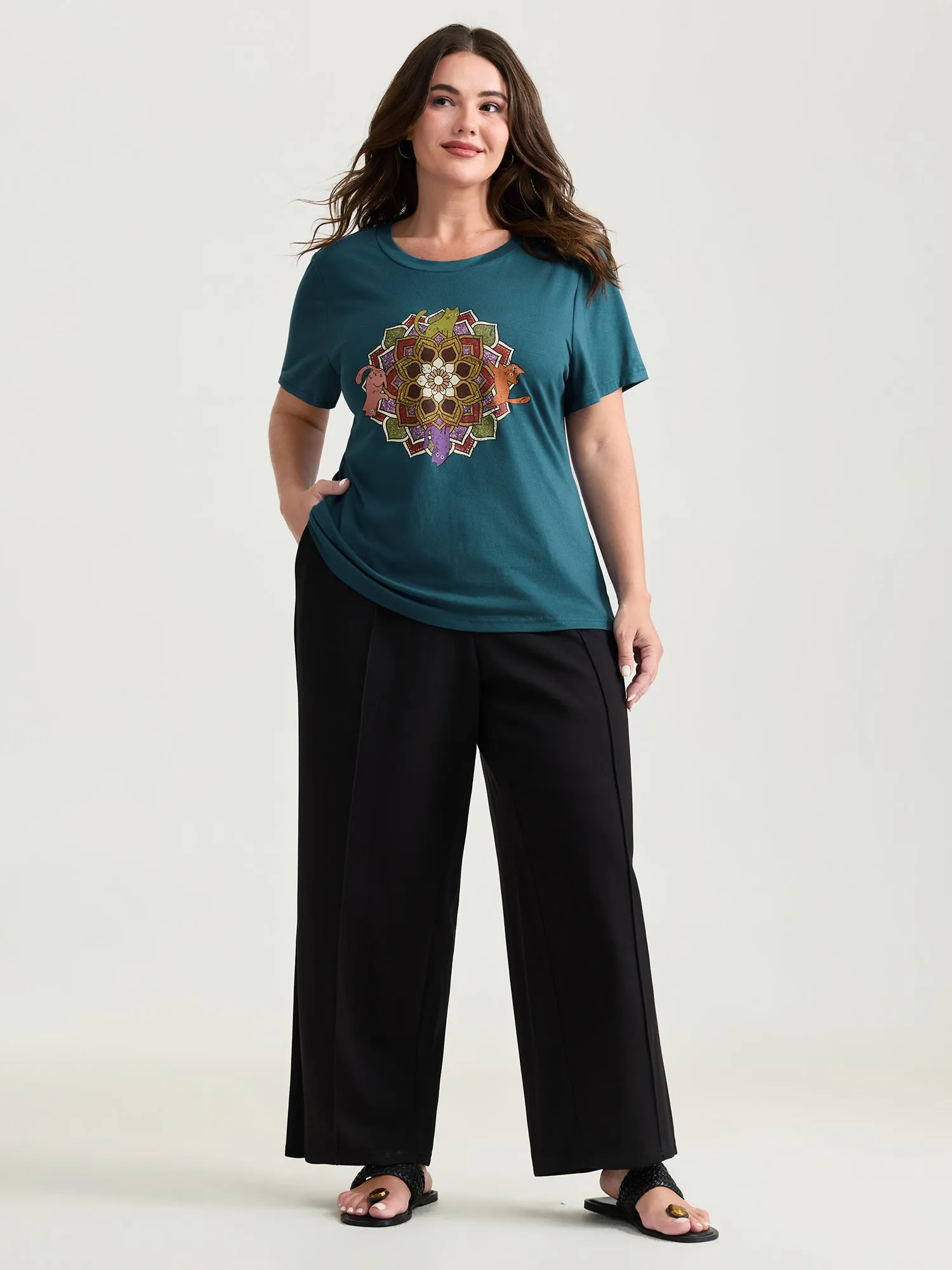 Supersoft Colorful Cats Print T-Shirt sold by Bloomchic product image thumbnail 3