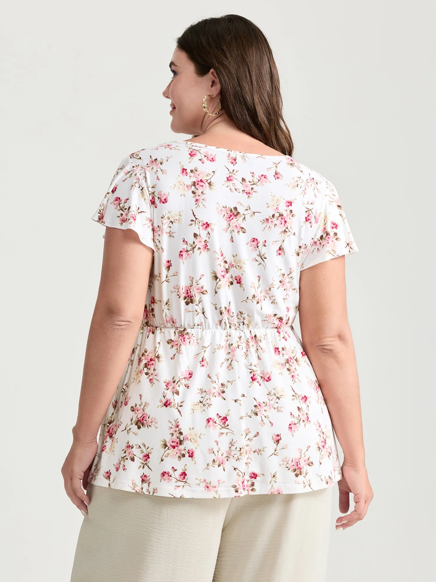 Cute Floral Print Stretchy Knit Top sold by Bloomchic product image thumbnail 5