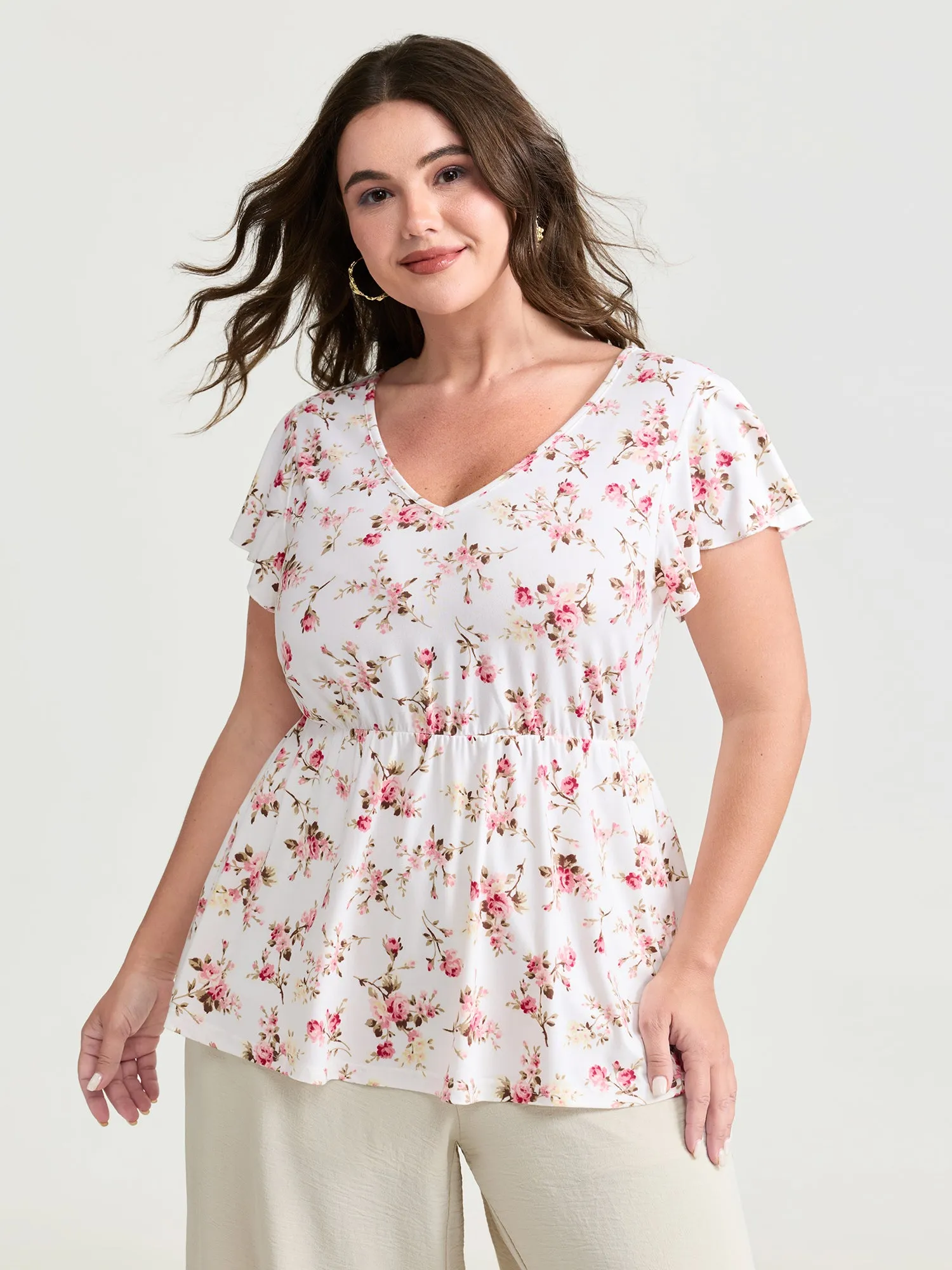 Cute Floral Print Stretchy Knit Top sold by Bloomchic