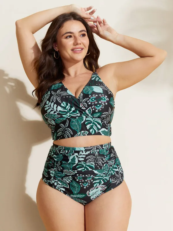Floral Print Surplice Neckline Swim Top sold by Bloomchic