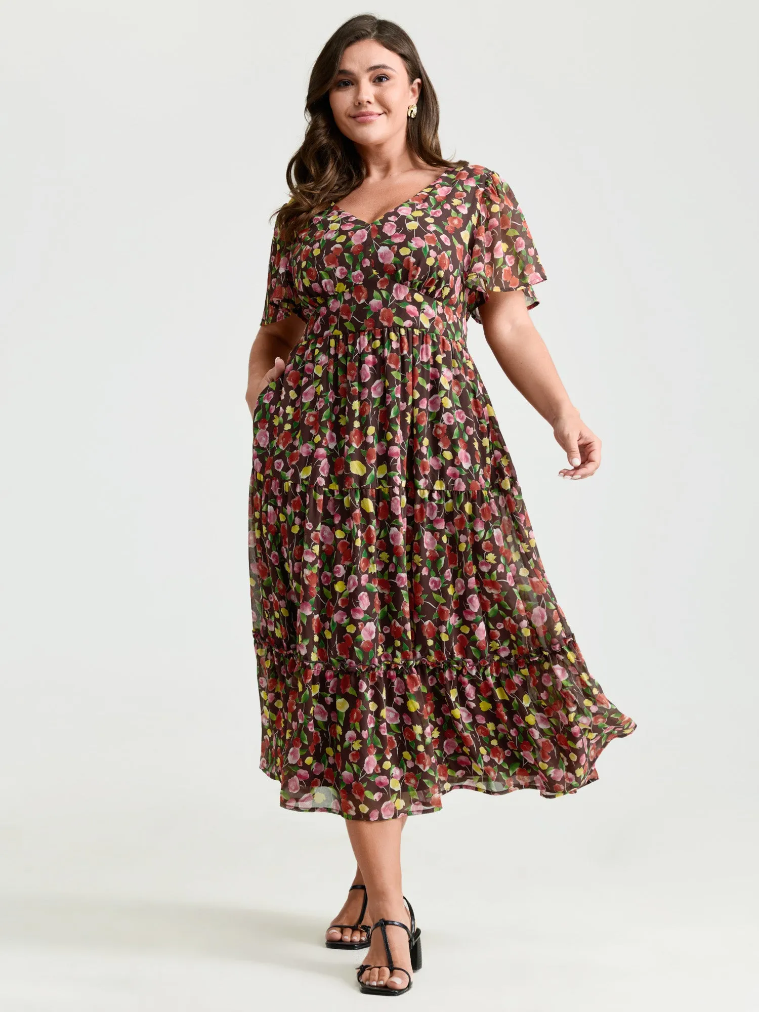 Vacation-Ready Floral Print Back-Tie Midi Dress sold by Bloomchic product image thumbnail 3