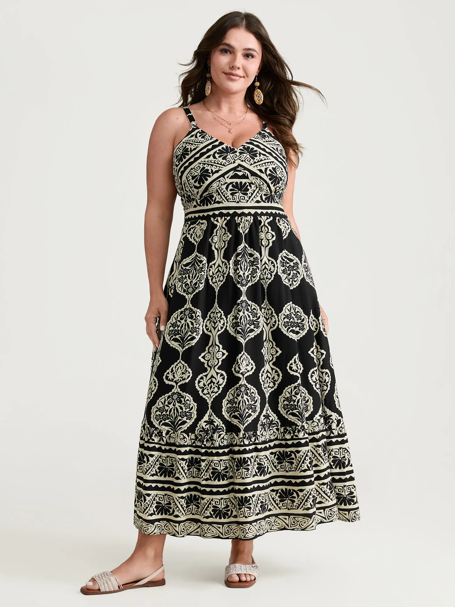Boho Geometric Print Cami Flowy Maxi Dress sold by Bloomchic product image thumbnail 3