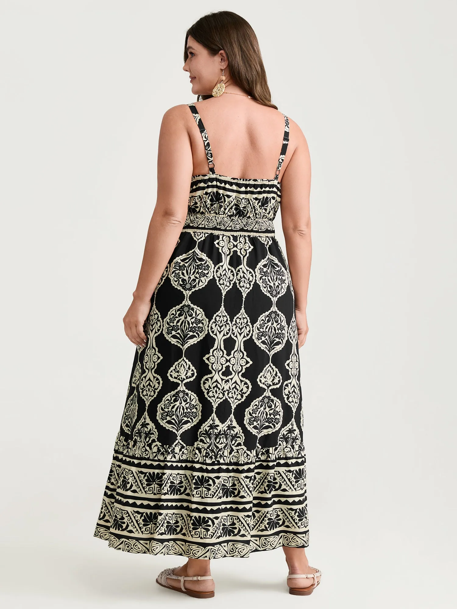 Boho Geometric Print Cami Flowy Maxi Dress sold by Bloomchic product image thumbnail 4