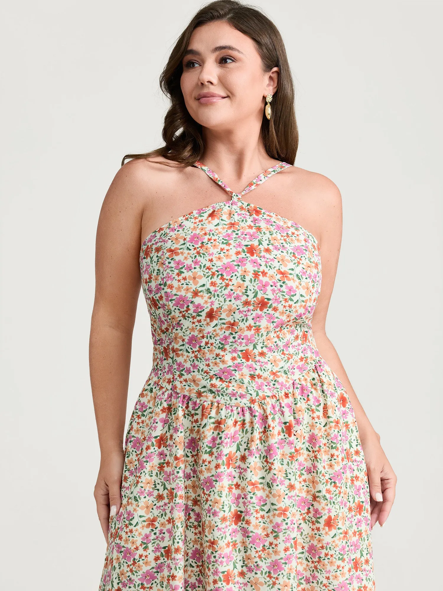 Floral Print Halter Neckline Flowy Maxi Dress sold by Bloomchic product image thumbnail 2