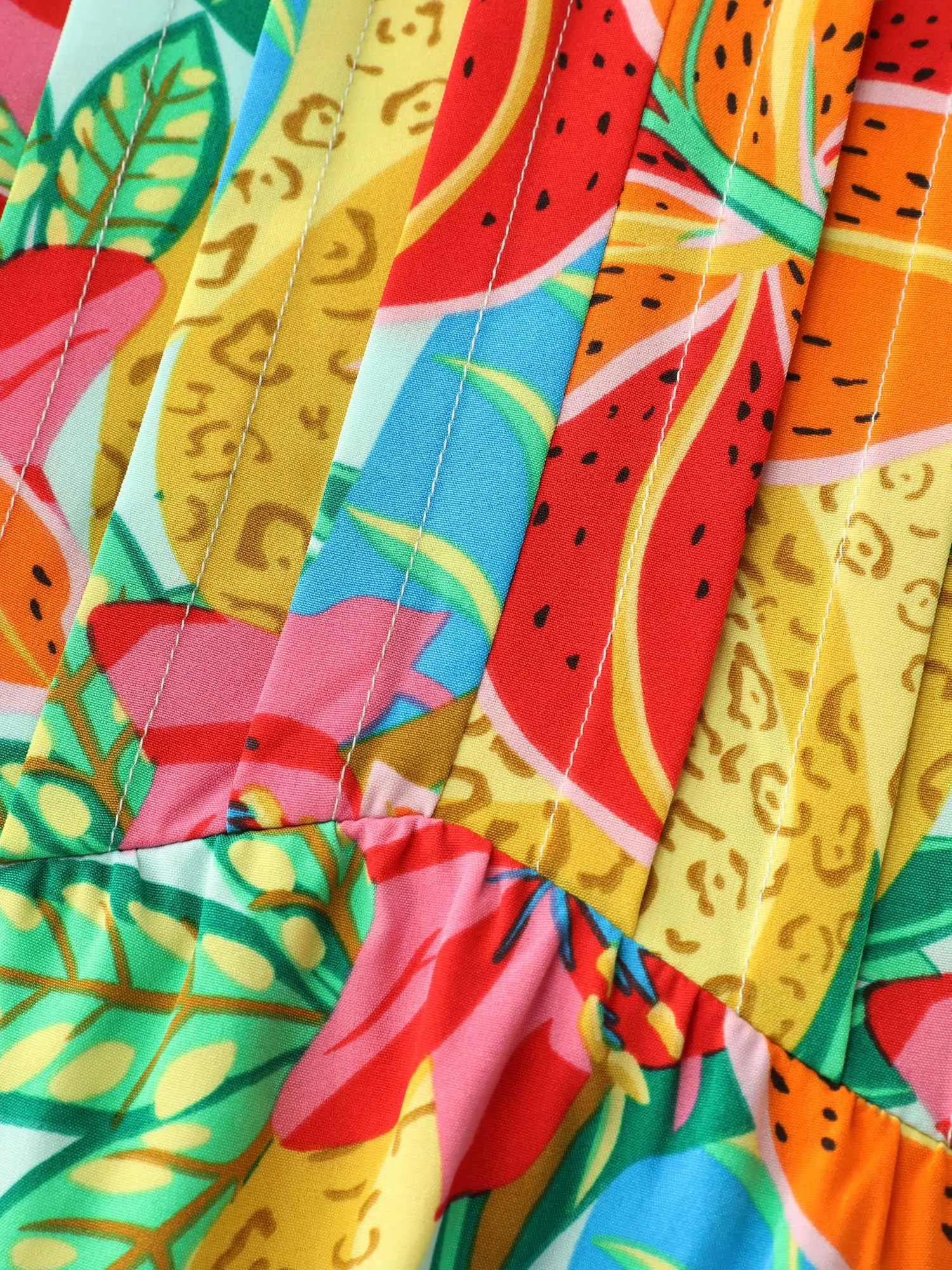 Bright Floral Print Pleated Bodice Midi Dress sold by Bloomchic product image thumbnail 5