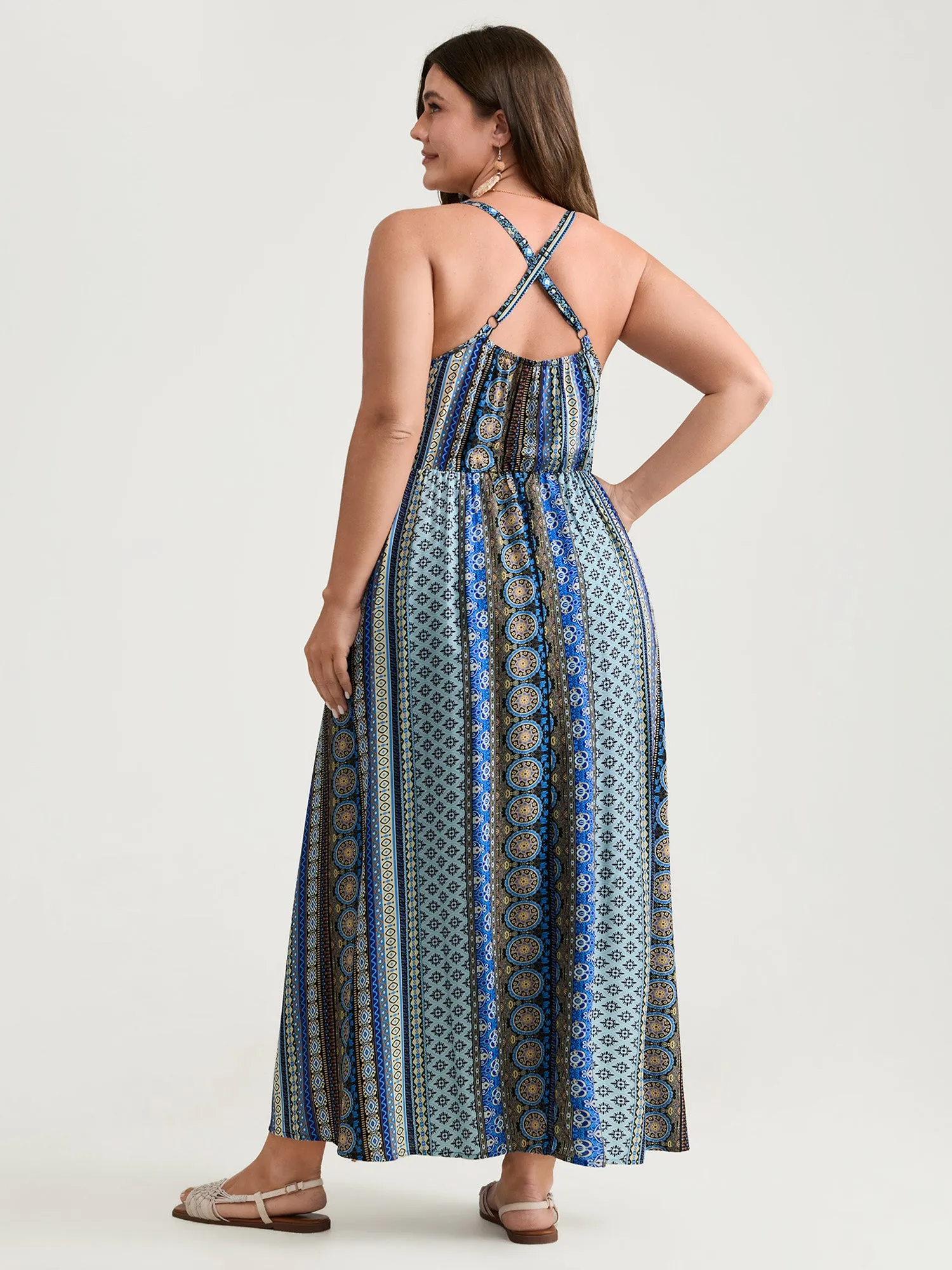 Boho Stripe Rayon Pockets Cami Maxi Dress sold by Bloomchic product image thumbnail 4
