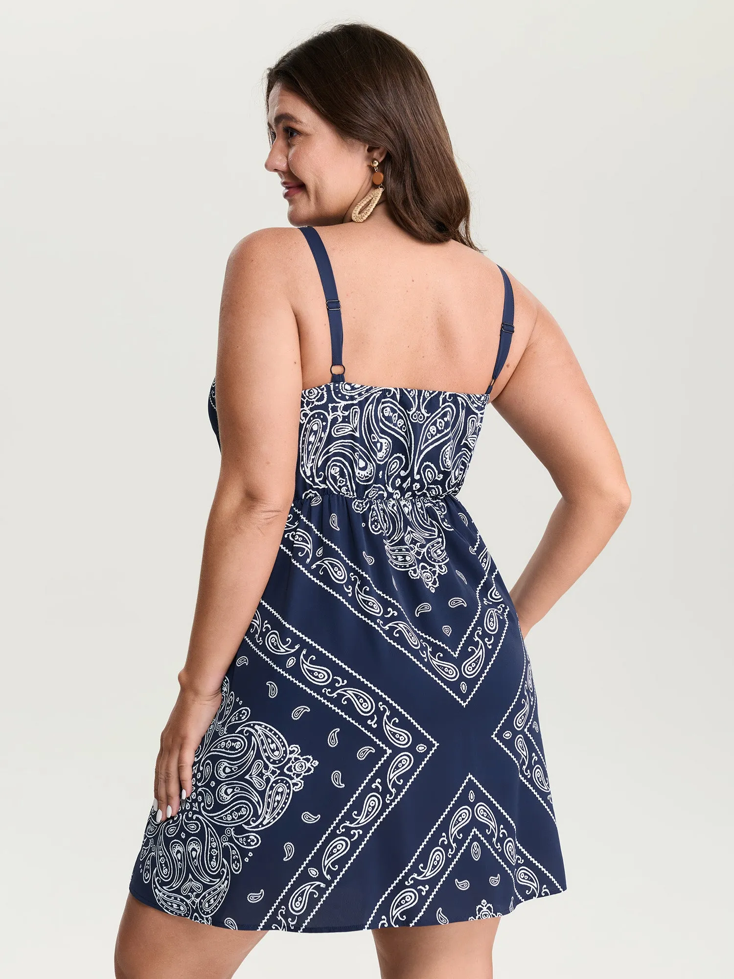 Geometric Stripe Shirred Back Mini Dress sold by Bloomchic product image thumbnail 4