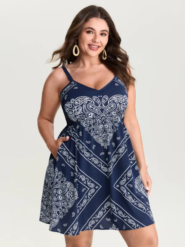 Geometric Stripe Shirred Back Mini Dress made by Bloomchic