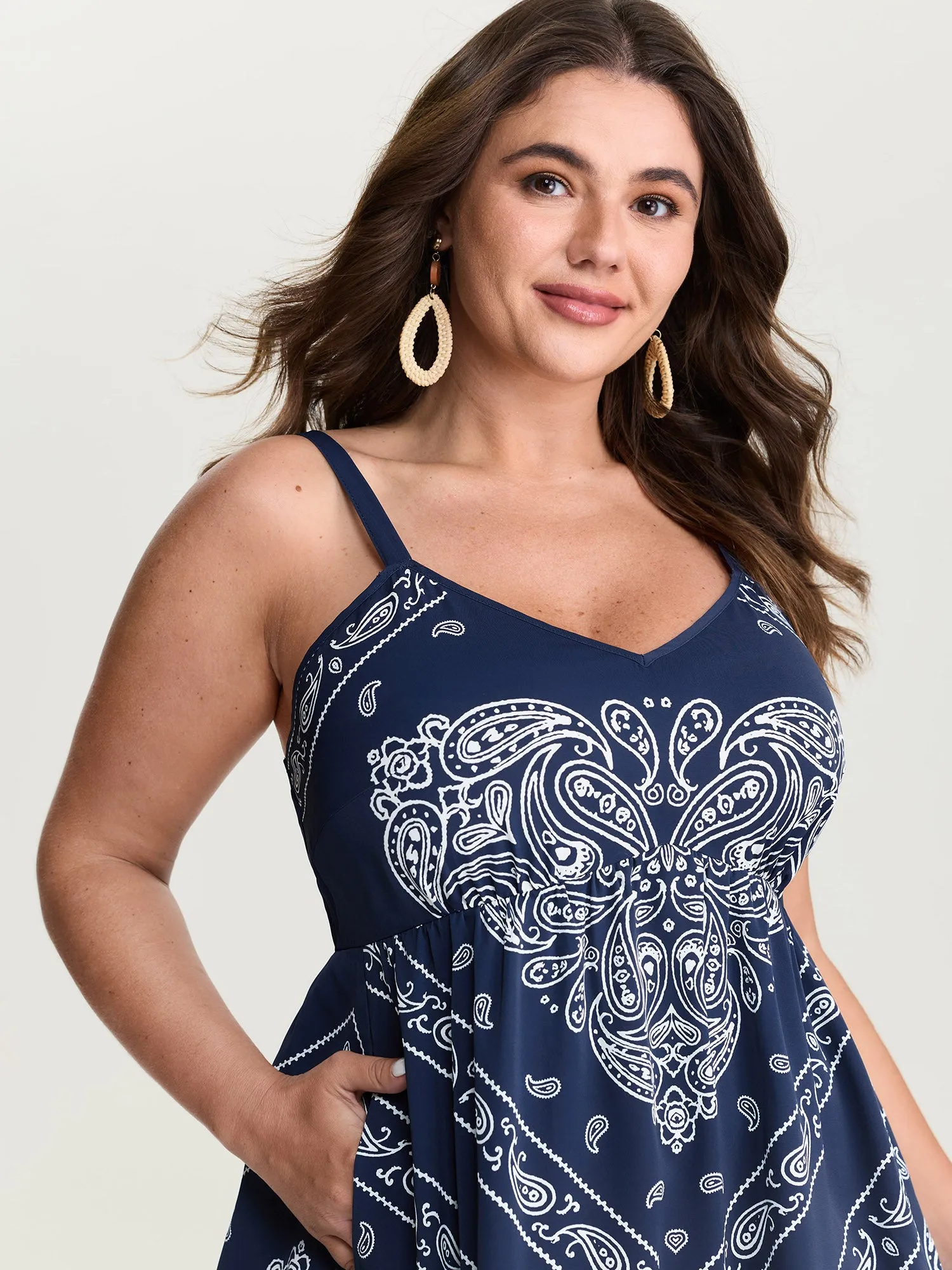 Geometric Stripe Shirred Back Mini Dress sold by Bloomchic product image thumbnail 2