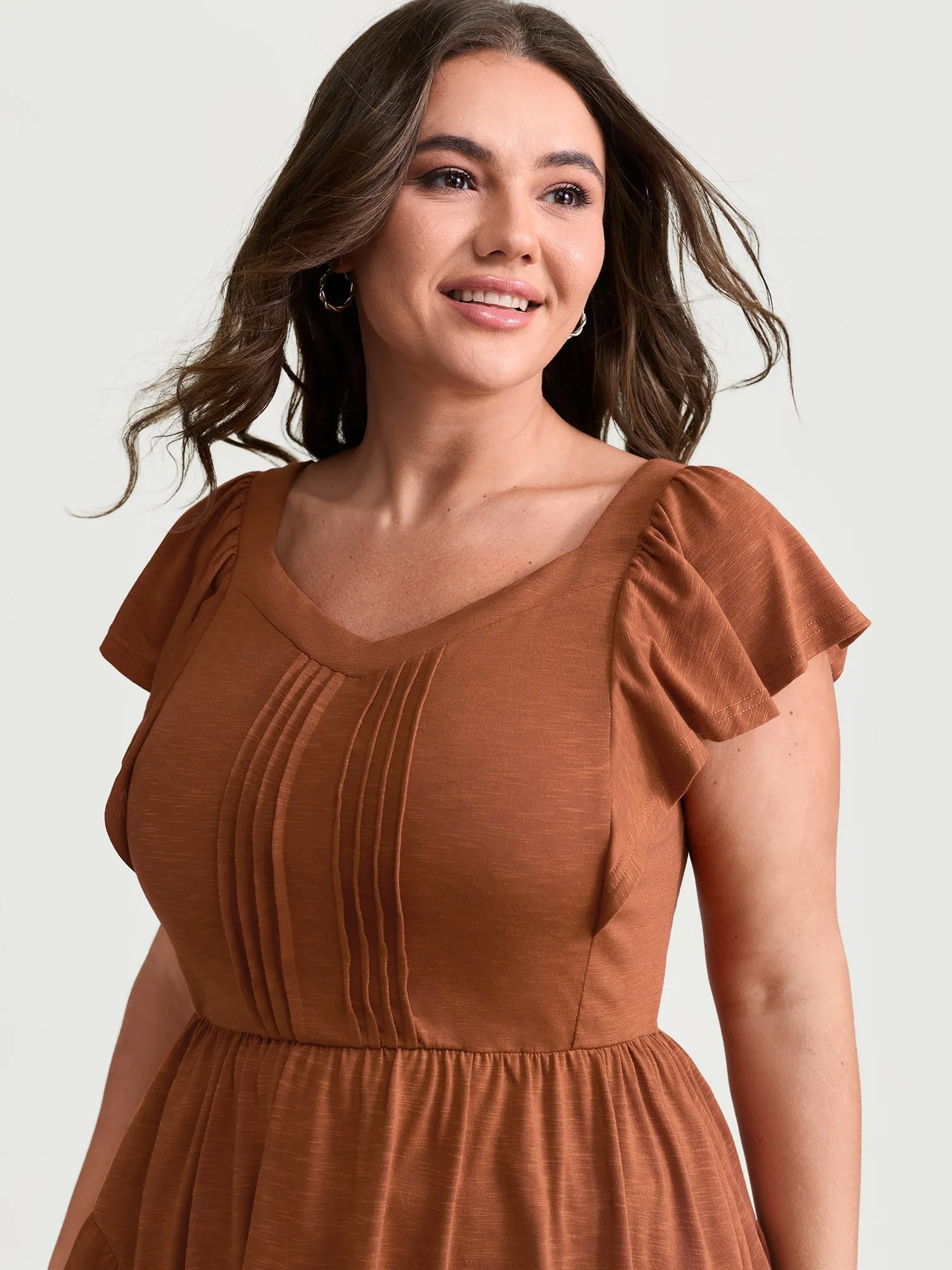 Fit And Flare Flutter Sleeve Shirred Top sold by Bloomchic product image thumbnail 3