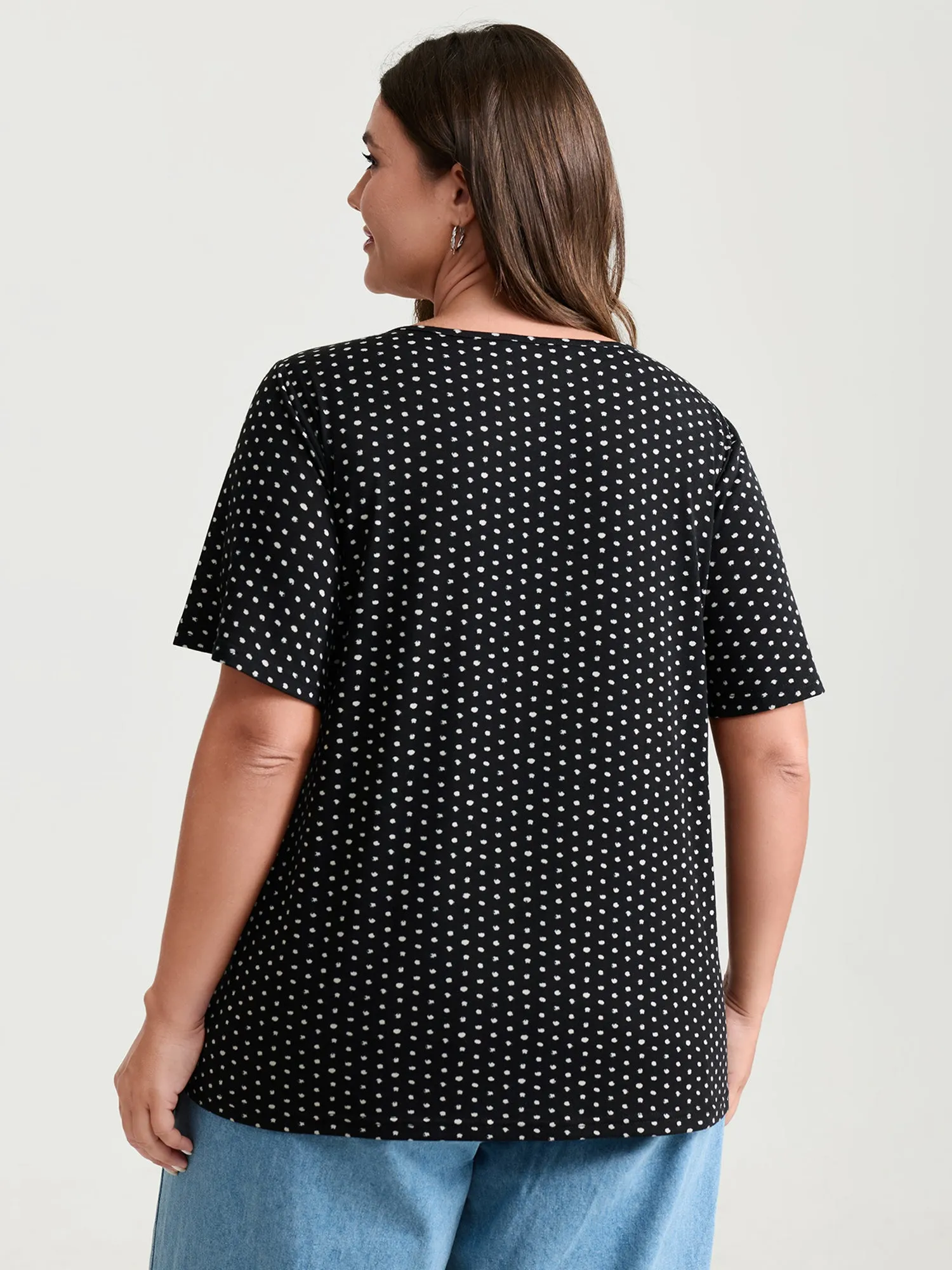 Colorful Floral Embroidered Neckline Polka Dot Top sold by Bloomchic product image thumbnail 4