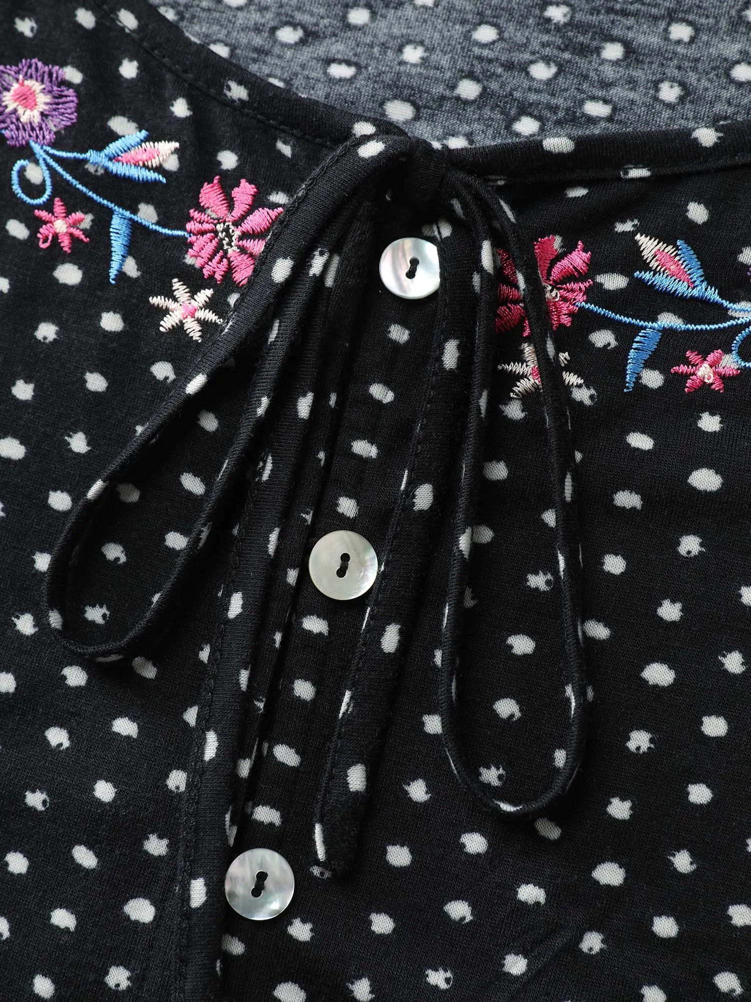 Colorful Floral Embroidered Neckline Polka Dot Top sold by Bloomchic product image thumbnail 5