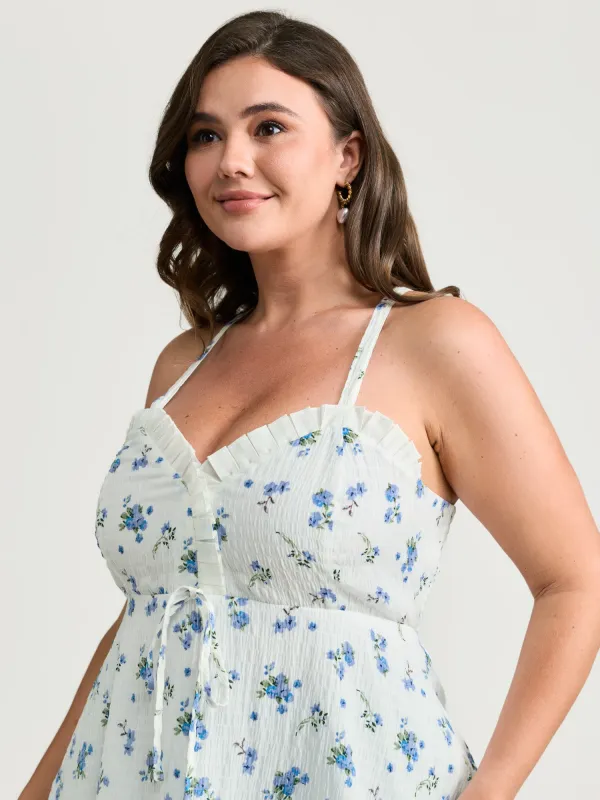 Ditsy Floral Print Fit And Flare Tank Top made by Bloomchic