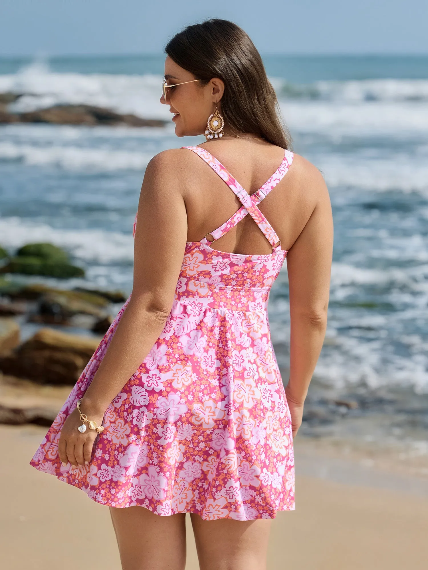 Paradise Floral Print Knotted Front Swim Dress sold by Bloomchic product image thumbnail 5
