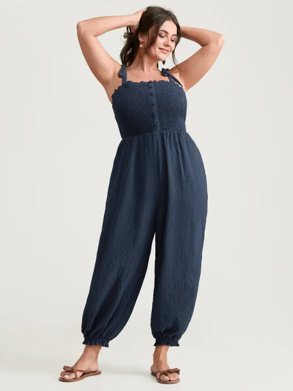 Cute Shoulder-Tie Cuffed Hem Jumpsuit made by Bloomchic