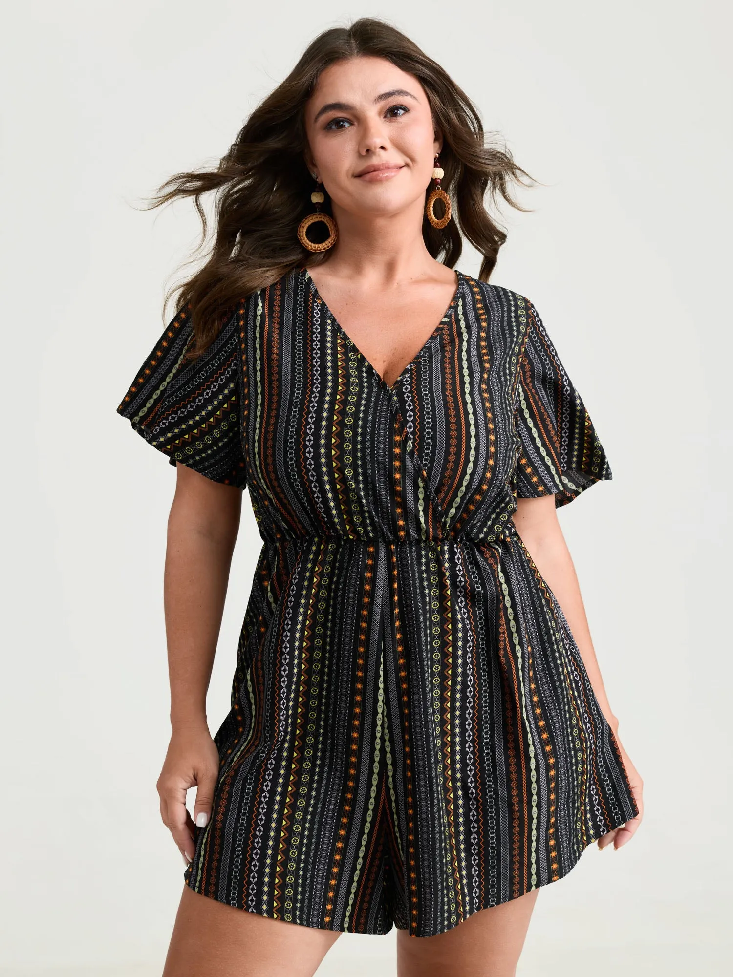 Colorful Stripes Back-Tie Cut-Out Romper sold by Bloomchic product image thumbnail 2