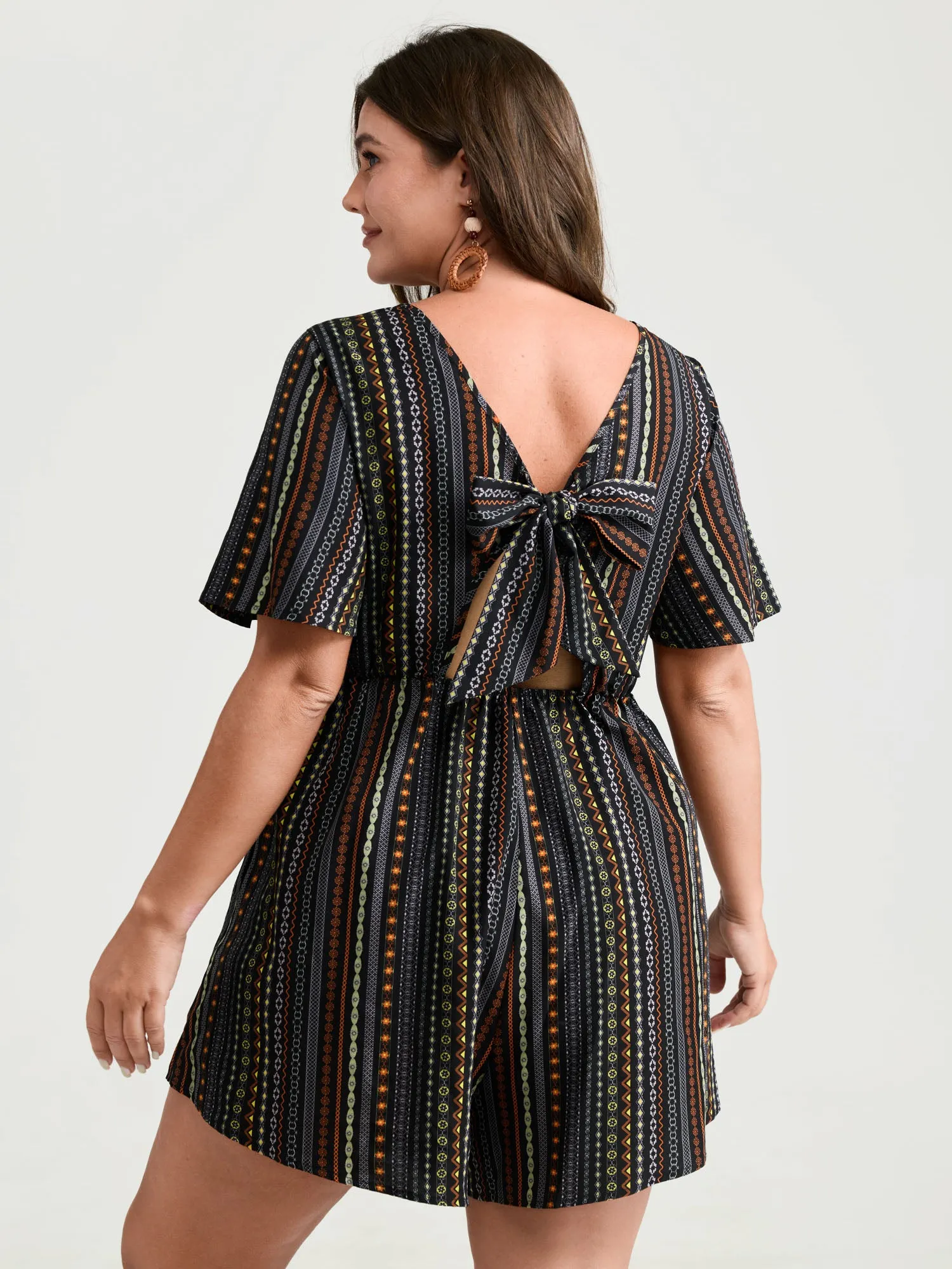 Colorful Stripes Back-Tie Cut-Out Romper sold by Bloomchic product image thumbnail 4