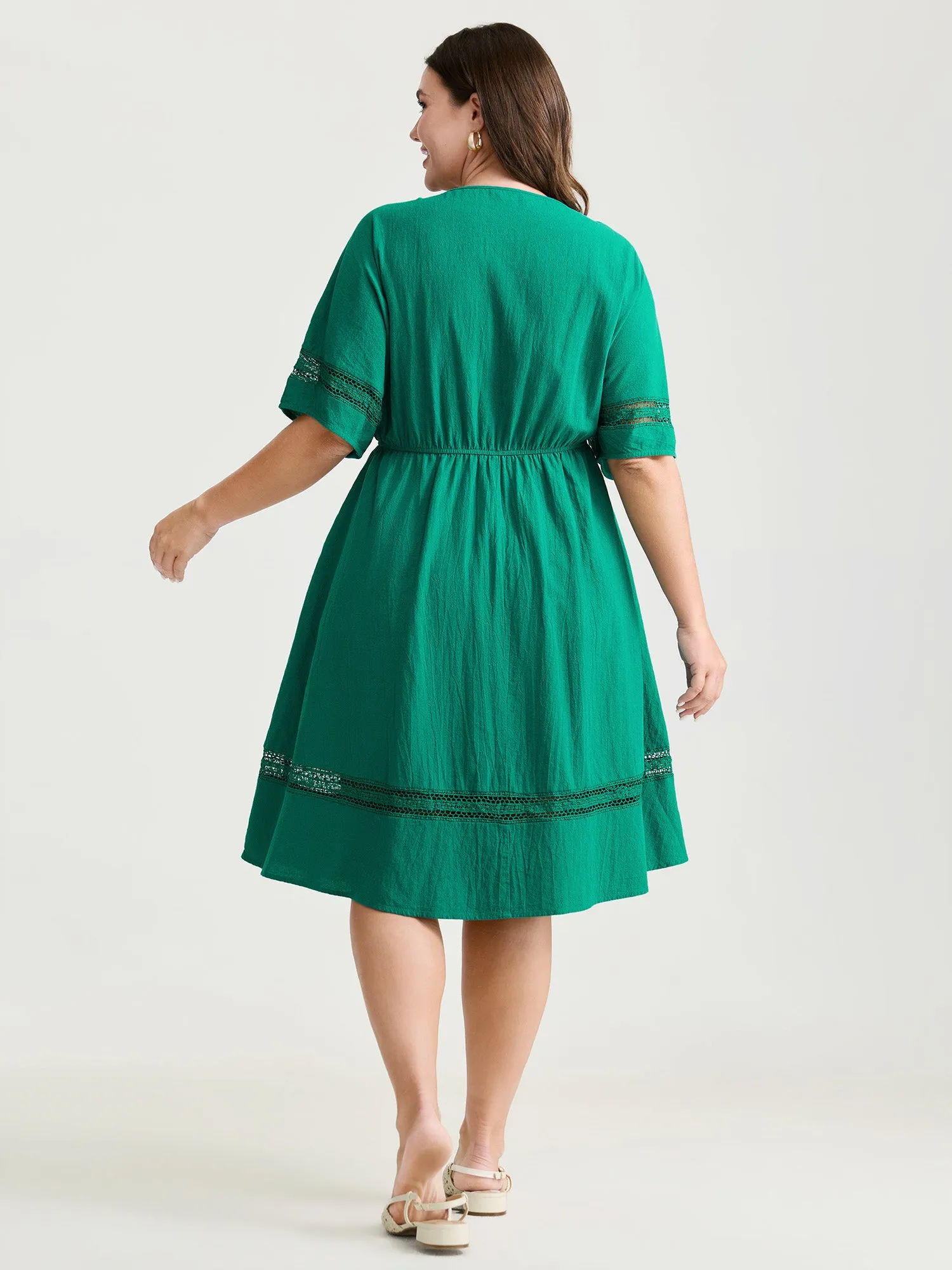 Pure Cotton Lace Trim V-Neck Mini Dress sold by Bloomchic product image thumbnail 4