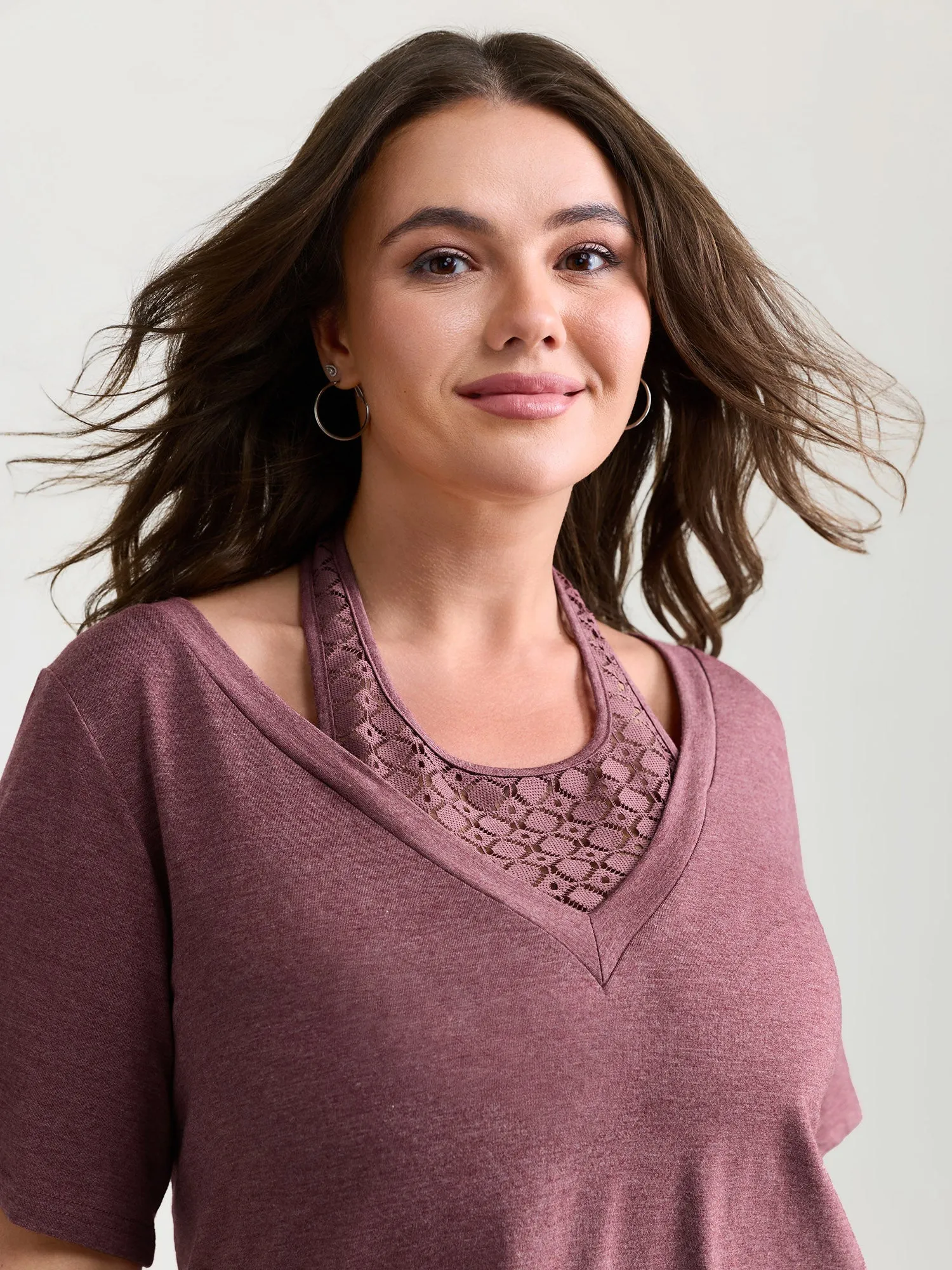 Supersoft Stretchy Cut-Out Neckline Plain T-Shirt sold by Bloomchic product image thumbnail 2