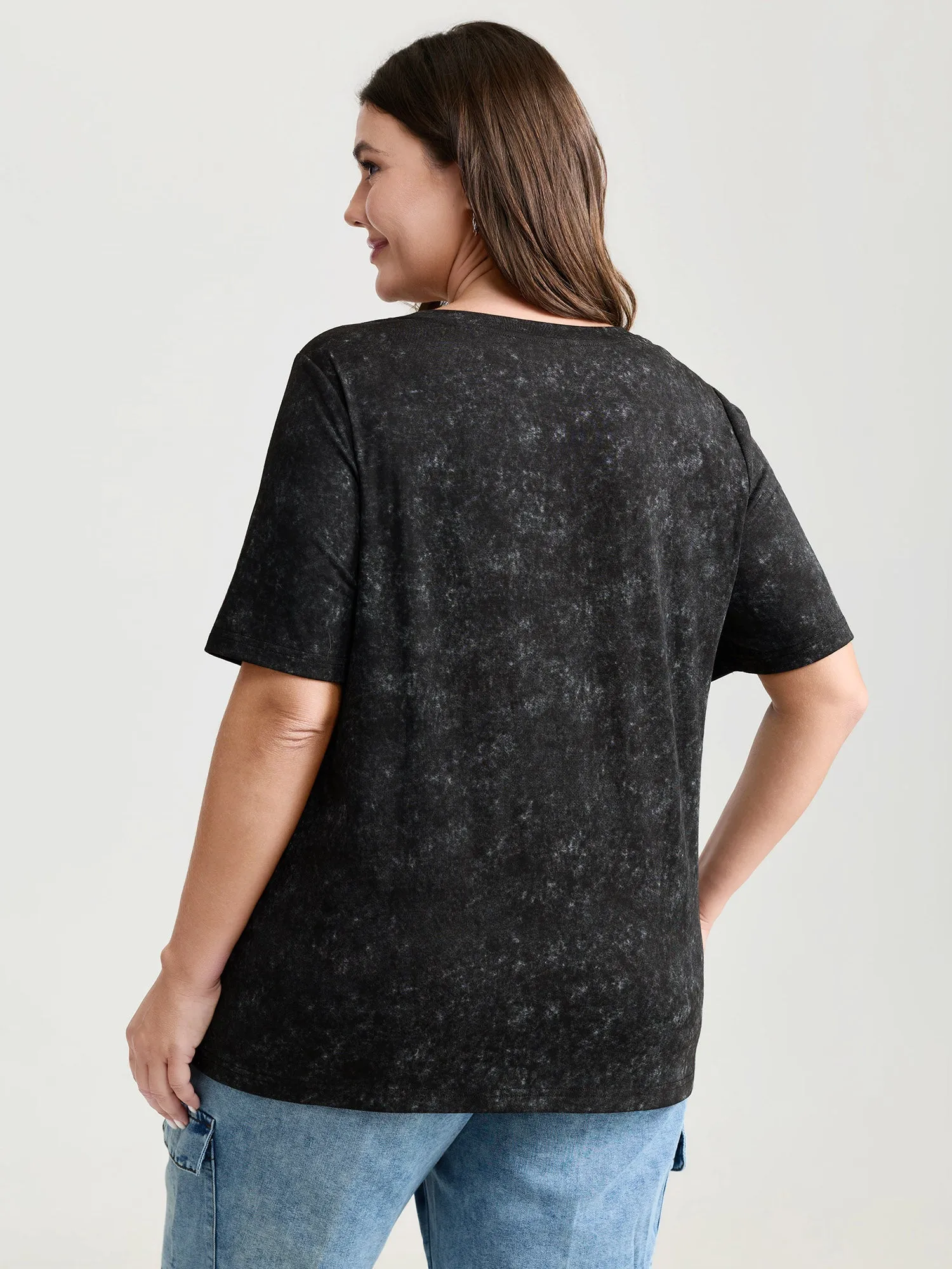 Supersoft Stretchy Feather Print Snowflake Effect T-Shirt sold by Bloomchic product image thumbnail 5