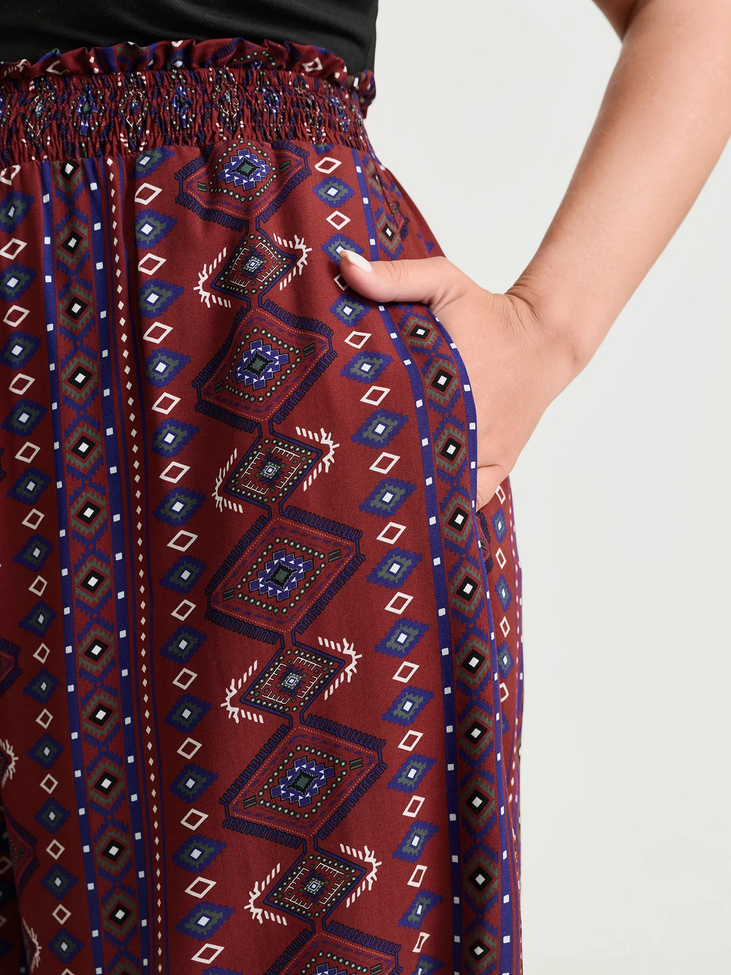 Supersoft Shirred Boho Contrast Print Jumpsuit sold by Bloomchic product image thumbnail 3