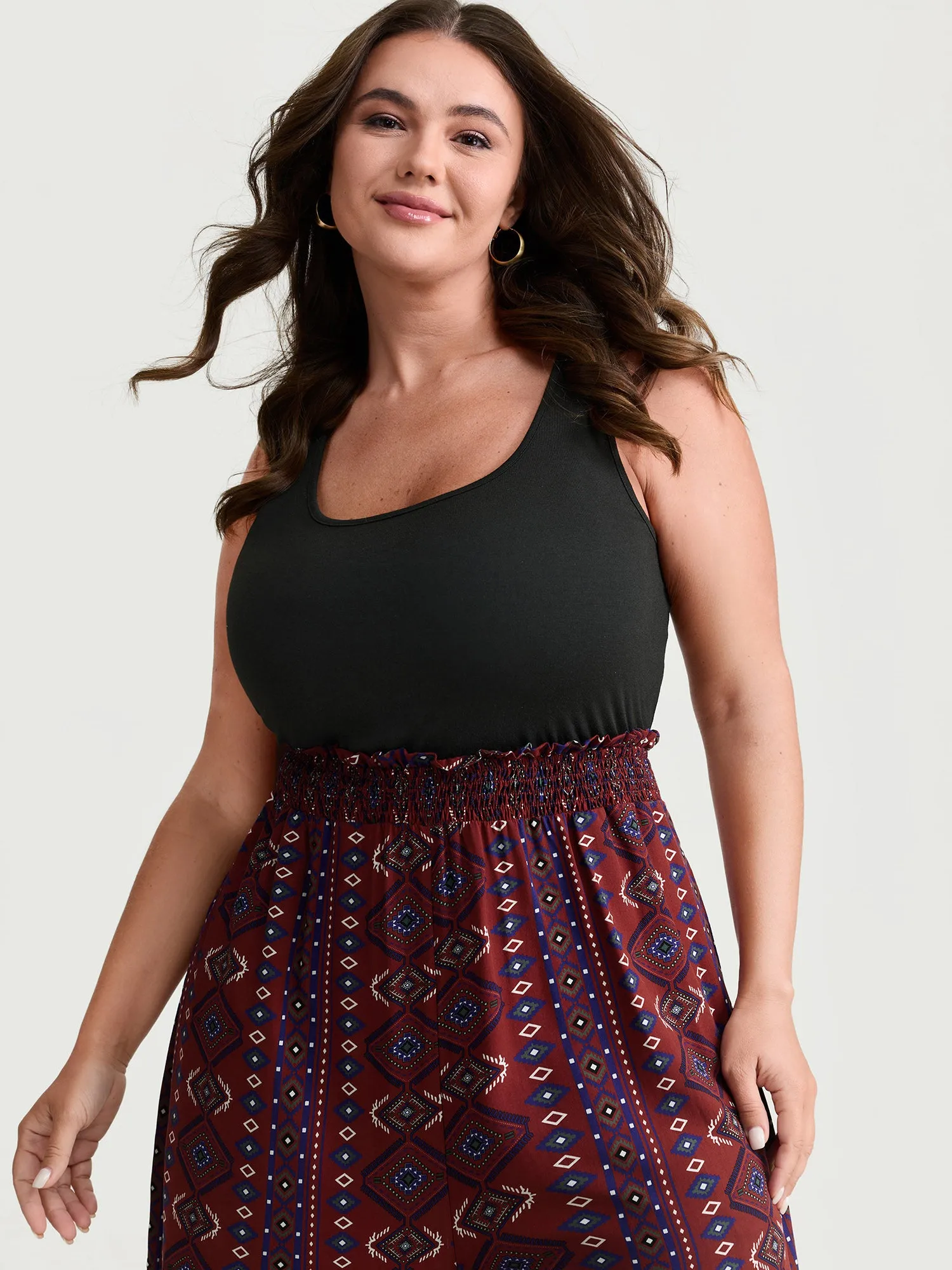 Supersoft Shirred Boho Contrast Print Jumpsuit sold by Bloomchic product image thumbnail 2