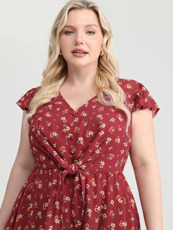 Floral Print Knotted Front-Tie Blouse made by Bloomchic