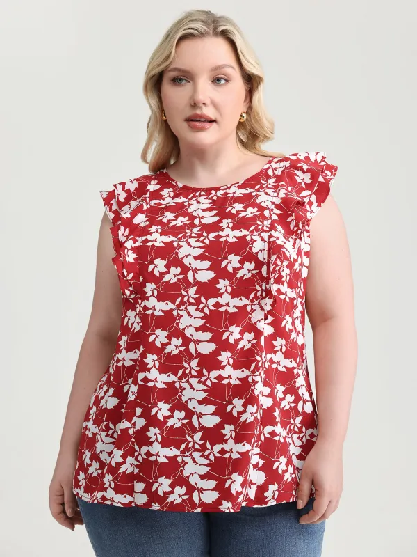 Floral Print Ruffled Cap Sleeve Blouse made by Bloomchic