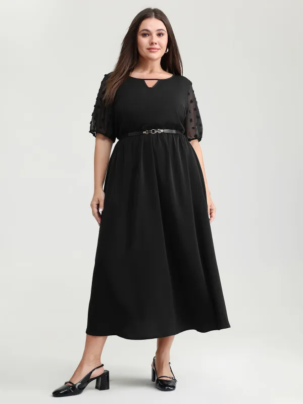 Sheer Chiffon Textured Waist-Defining Maxi Dress made by Bloomchic
