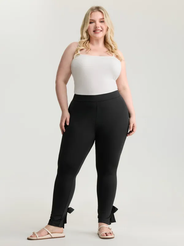 Stretchy Split Tie Hem Leggings made by Bloomchic