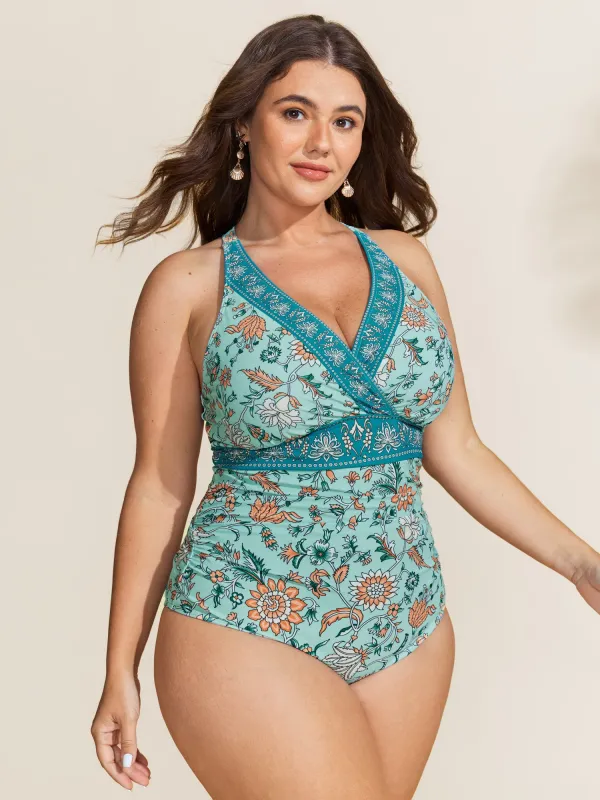 Floral Print Adjustable Tummy-Control One-Piece Swimsuit made by Bloomchic