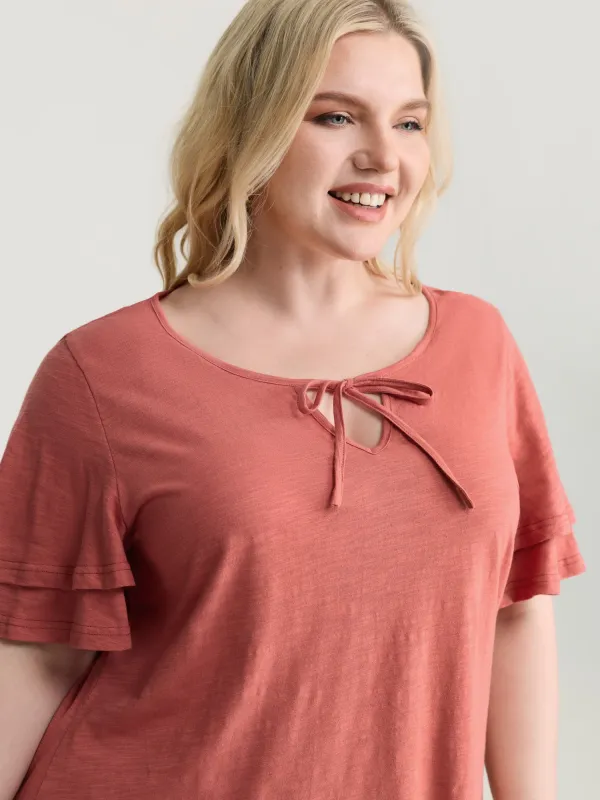 Pure Cotton Stretchy Layered Sleeve T-Shirt made by Bloomchic