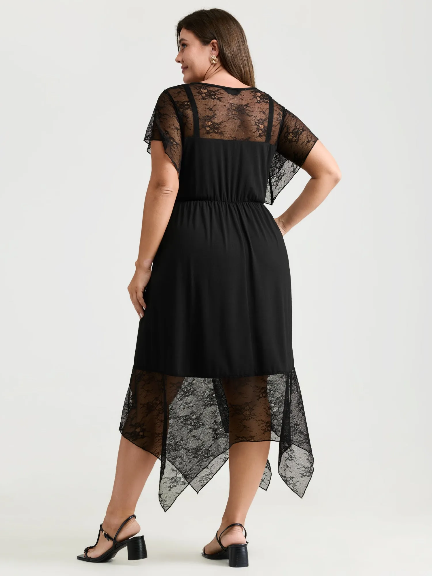Supersoft Sheer Lace Neckline Maxi Dress sold by Bloomchic product image thumbnail 4