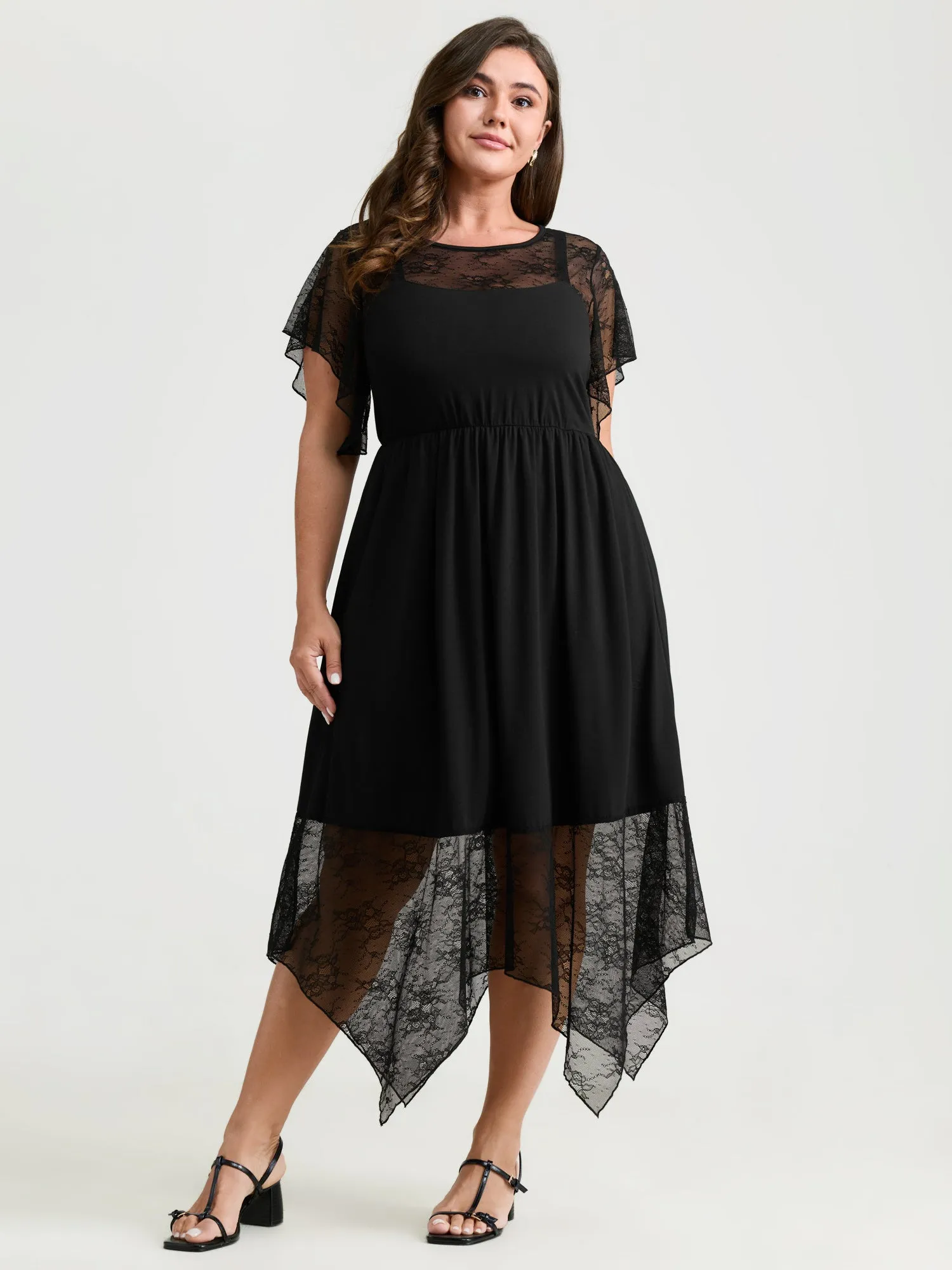 Supersoft Sheer Lace Neckline Maxi Dress sold by Bloomchic product image thumbnail 3