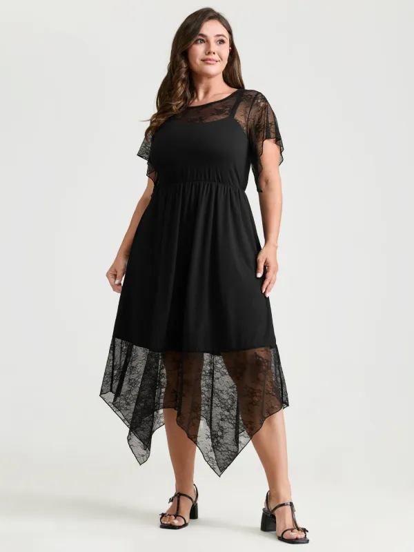 Supersoft Sheer Lace Neckline Maxi Dress made by Bloomchic