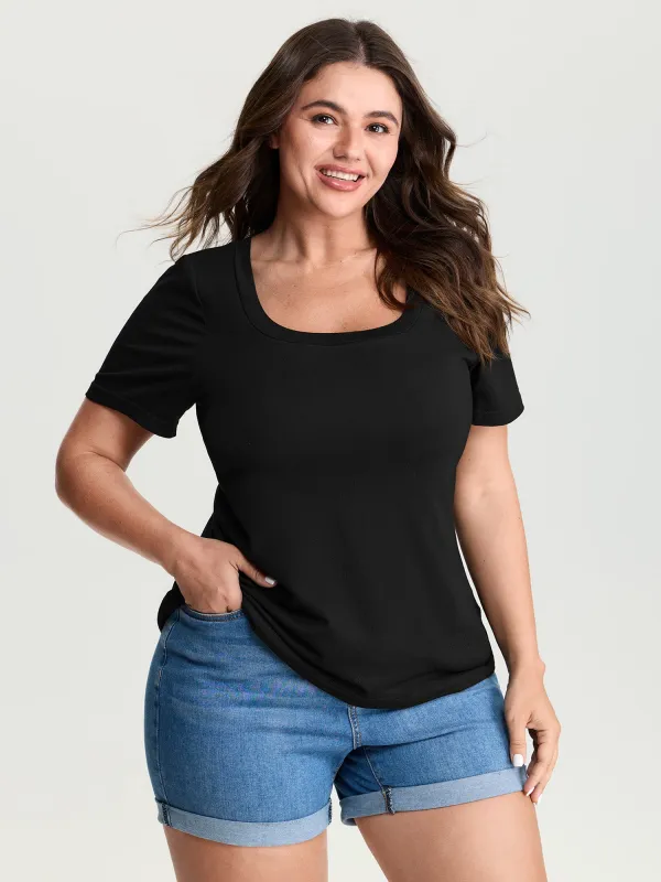 Supersoft Supportive Bra Square Neckline Fitted T-Shirt made by Bloomchic