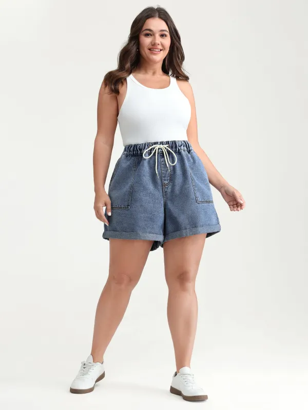 Everyday Stretchy Straight-Leg Denim Shorts made by Bloomchic