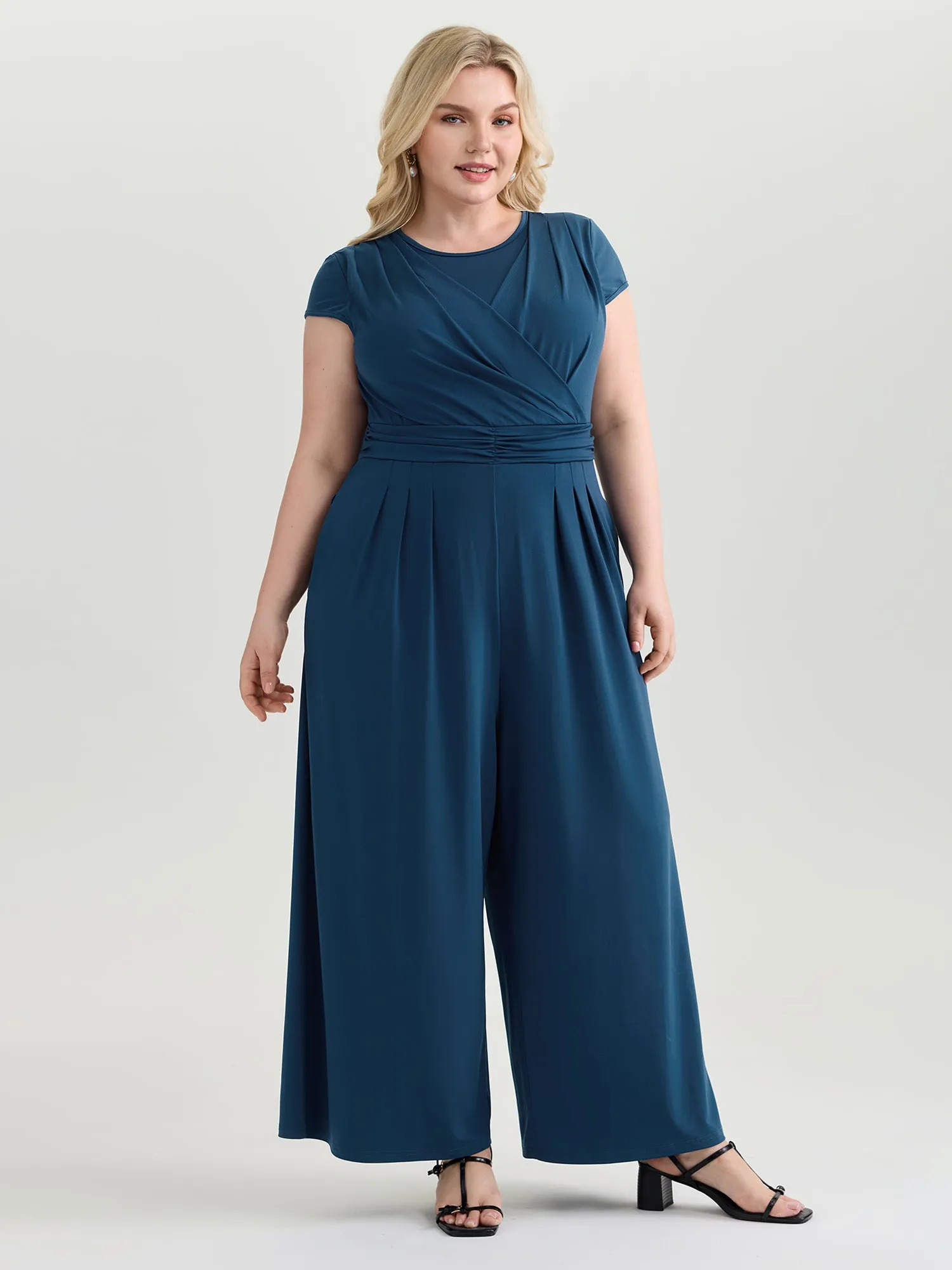 Minimalist Overlap Plain Jumpsuit sold by Bloomchic product image thumbnail 3