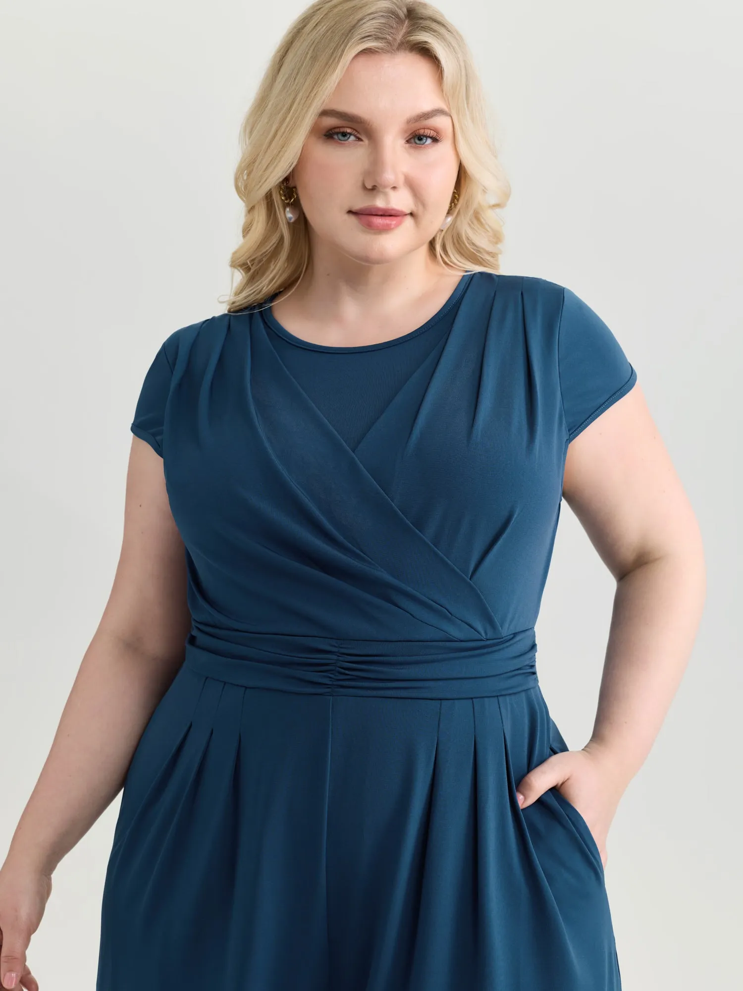 Minimalist Overlap Plain Jumpsuit sold by Bloomchic product image thumbnail 2