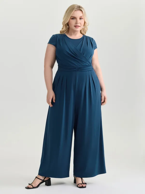 Minimalist Overlap Plain Jumpsuit made by Bloomchic