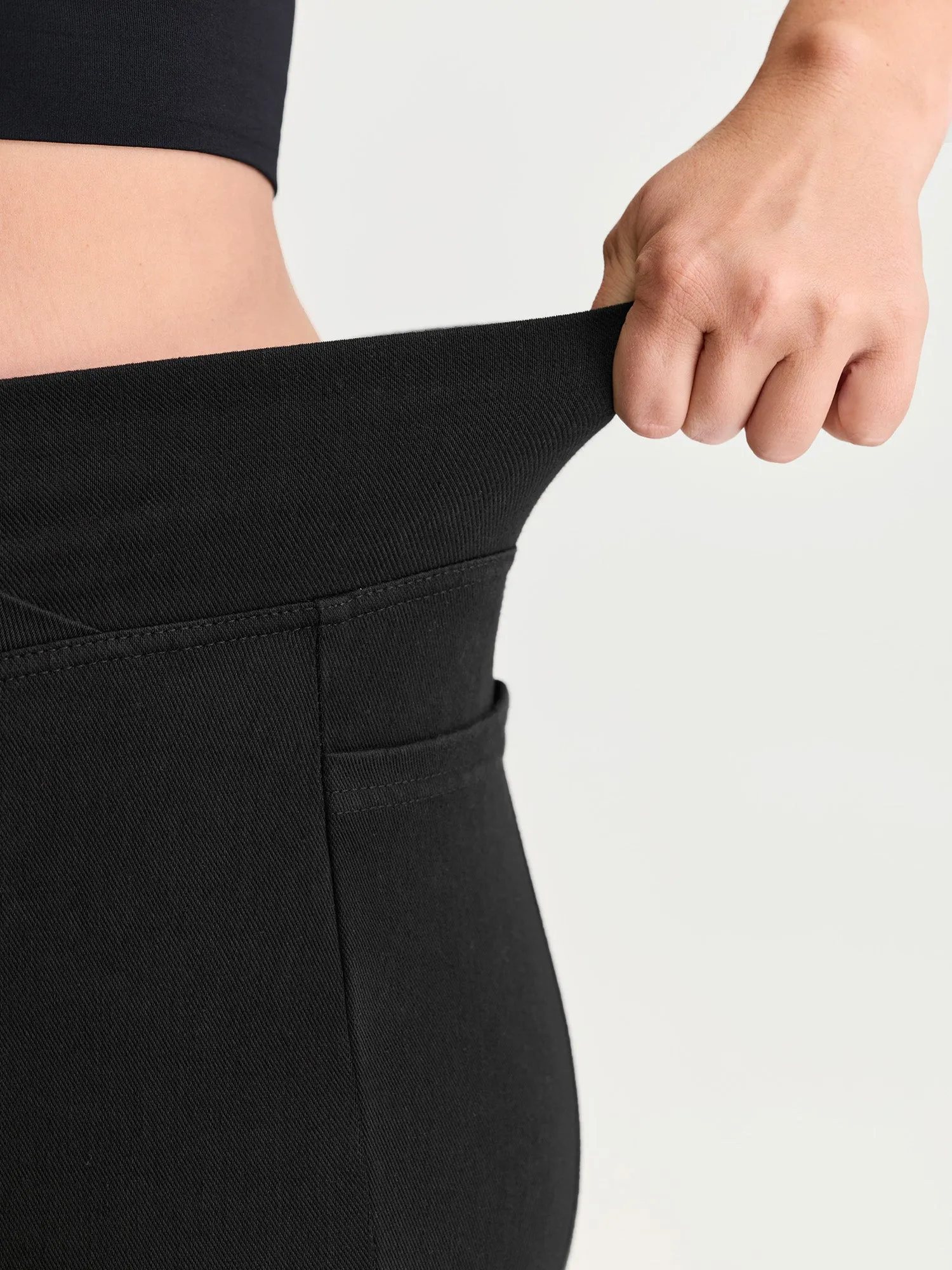 Stretchy Skinny-Fit Overlap Waist Jeans sold by Bloomchic product image thumbnail 4
