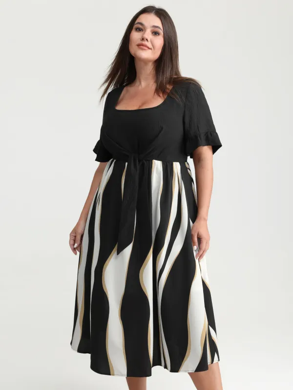 Zebra Stripe Print Contrast Midi Dress made by Bloomchic