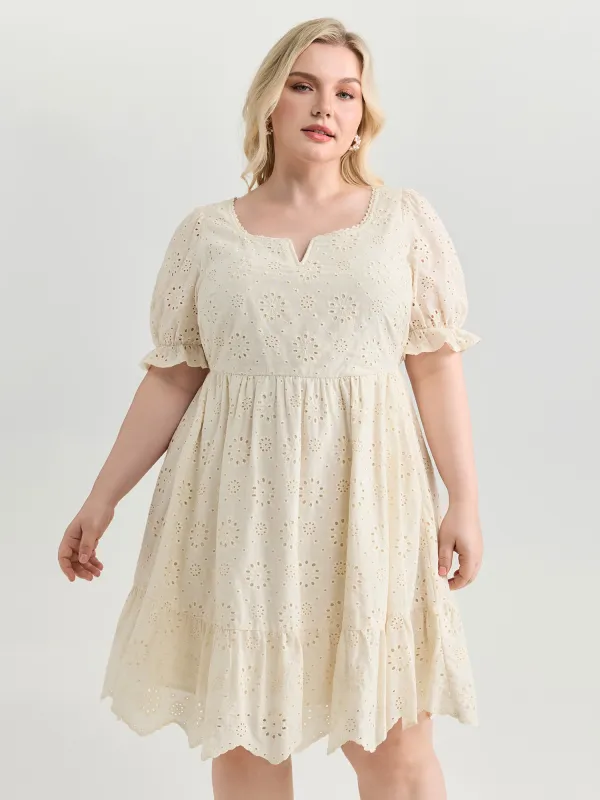 Embroidered Notched Collar Mini Dress made by Bloomchic