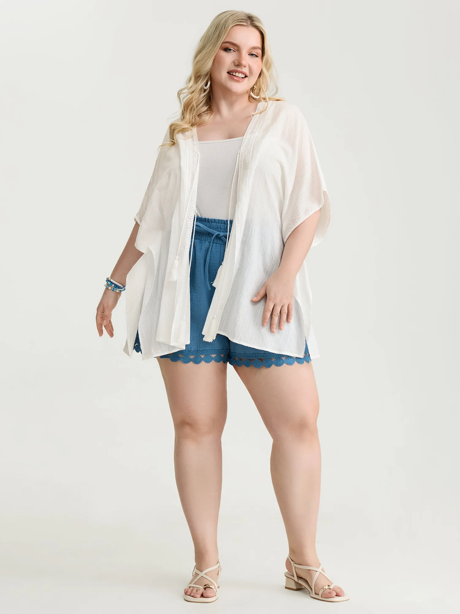 Pure Cotton Tassels Sheer Kimono sold by Bloomchic product image thumbnail 3